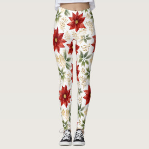 Leggings Flores rojas Flores Florales Poinsettia