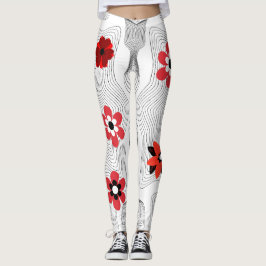 Leggings Flores rojas modernas