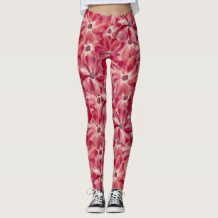 Leggings Flores rojas modernas Patrón acuarela floral