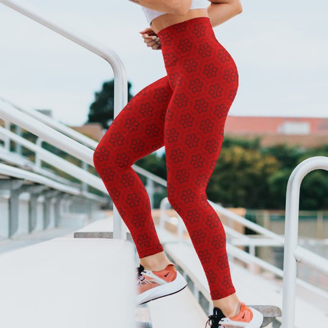 Leggings Flores Rojas Negrita Patrón Elegante Tipo Floral (Subido por el creador)