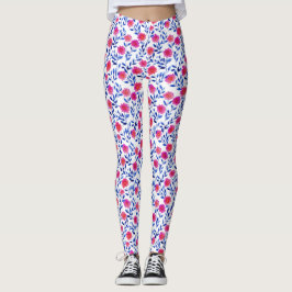 Leggings Flores Rosa Fucsia Acuarela Floral Elegante