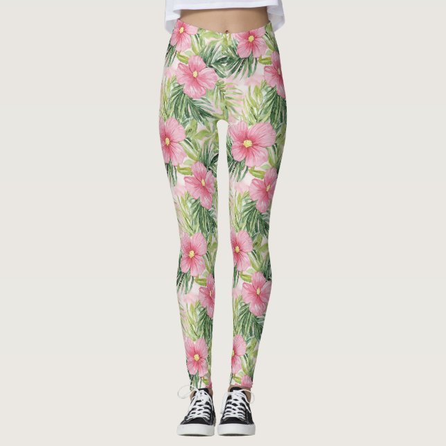 Leggings Flores rosa tropical (Anverso)