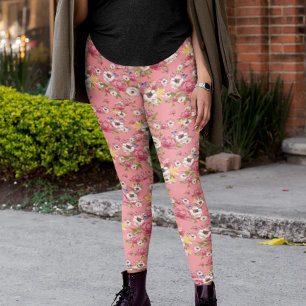Leggings Flores rosadas aguaflores acuarela para ella