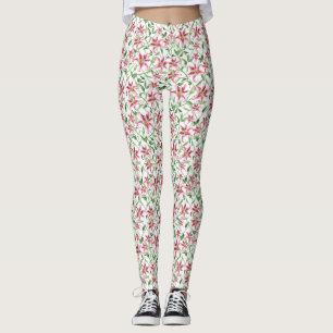 Leggings Flores rosadas del lirio - lirios florales del