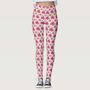 Leggings Flores rosadas diseño de patrón floral