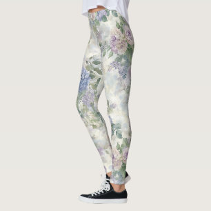 Leggings Flores rosadas púrpura románticas
