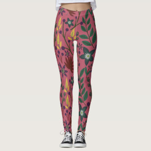 Leggings Flores rosadas sin costuras florales, ramas de flo