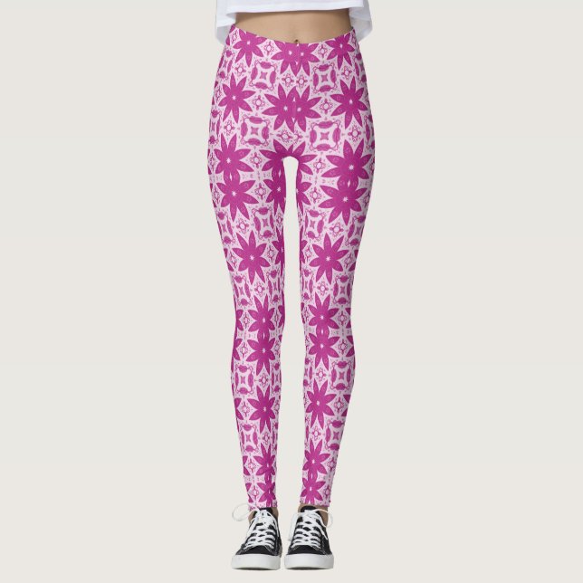 Leggings flores rosadas vectpr patrón transparente (Anverso)