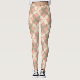 Leggings flores rosadas y hojas grises estampadas
