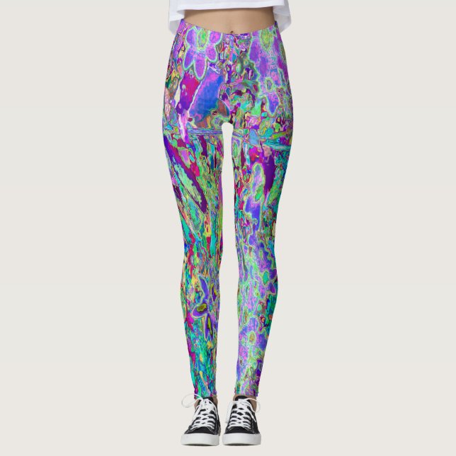 Leggings Flores rosadas y moradas trippy (Anverso)