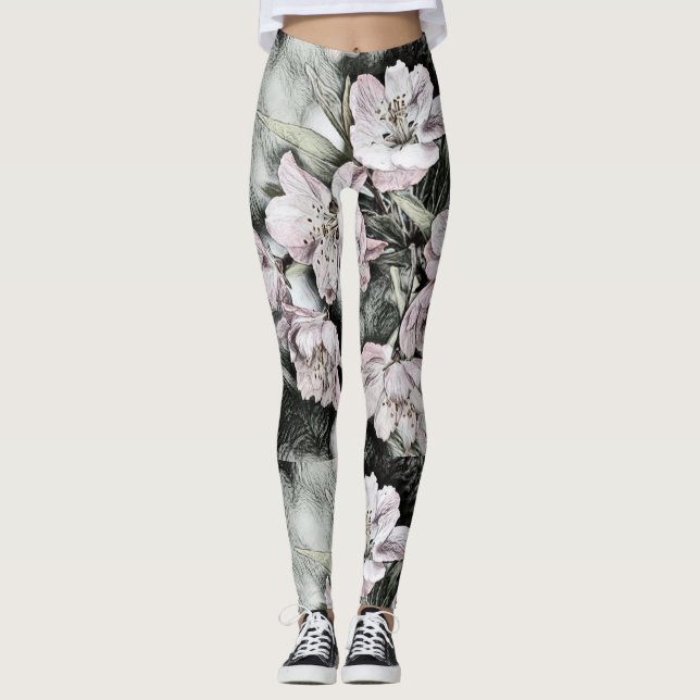 Leggings Flores rosas antiguas en una rama (Anverso)