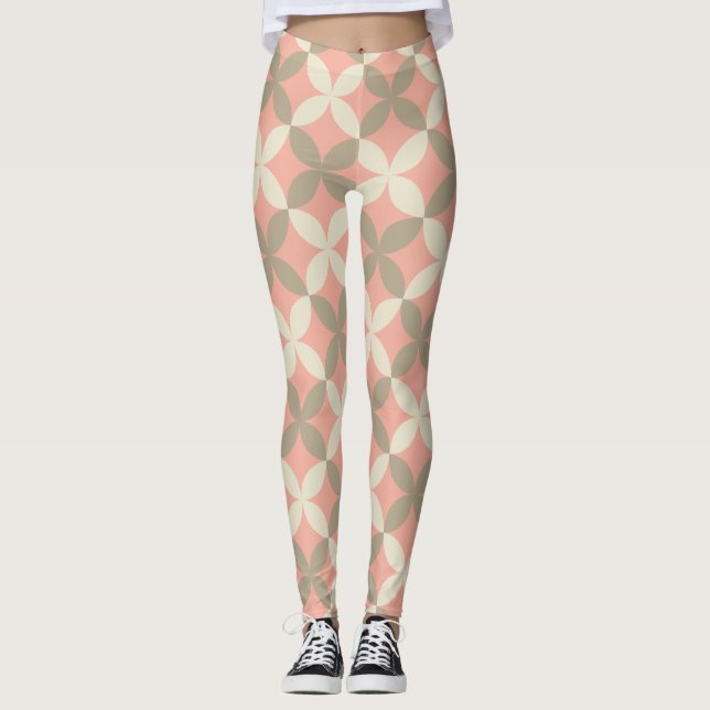 Leggings flores rosas y hojas grises estampadas (Anverso)
