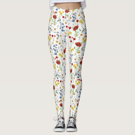 Leggings Flores salvajes elegantes en blanco