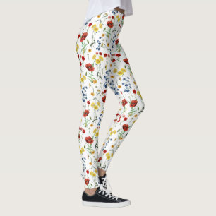 Leggings Flores salvajes elegantes en blanco