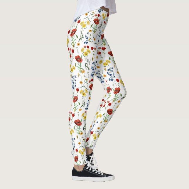 Leggings Flores salvajes elegantes en blanco (Derecha)