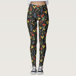 Leggings Flores salvajes elegantes en negro