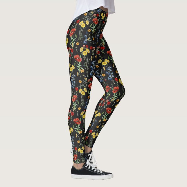 Leggings Flores salvajes elegantes en negro (Derecha)