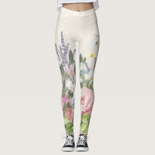 Leggings Flores salvajes pintadas cordón bonito del Peony