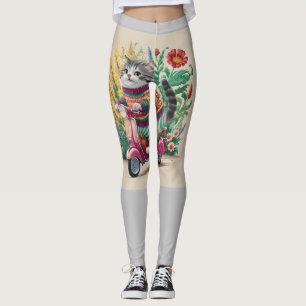 Leggings flores - scooter - naturaleza - gato - capricho