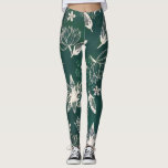 Leggings Flores silvestres blancas y verdes rusticas florec<br><div class="desc">Varias flores blancas florecen en un fondo abstracto.</div>