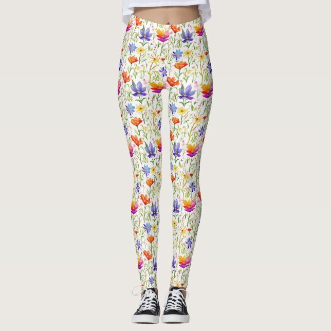Leggings Flores silvestres coloridas en un campo (Anverso)
