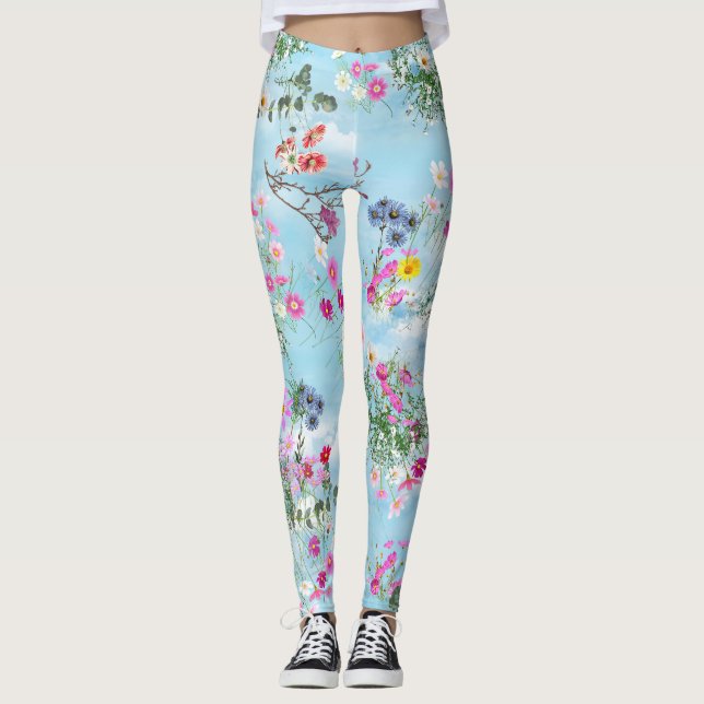 Leggings Flores silvestres contra el cielo azul (Anverso)