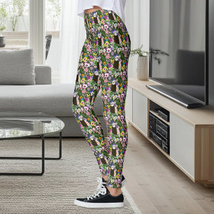 Leggings Flores silvestres de hurón sable lindo bosque verd