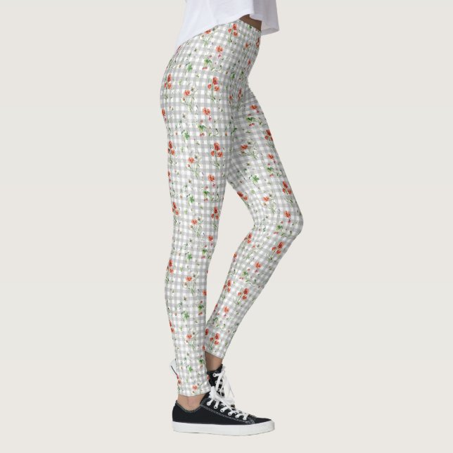 Leggings Flores Silvestres En Silver Gingham (Derecha)