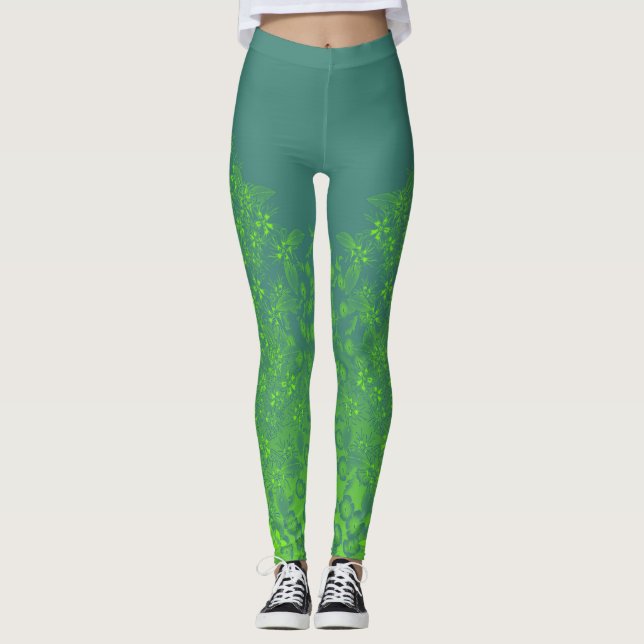 Leggings Flores silvestres en verde por Aleta (Anverso)
