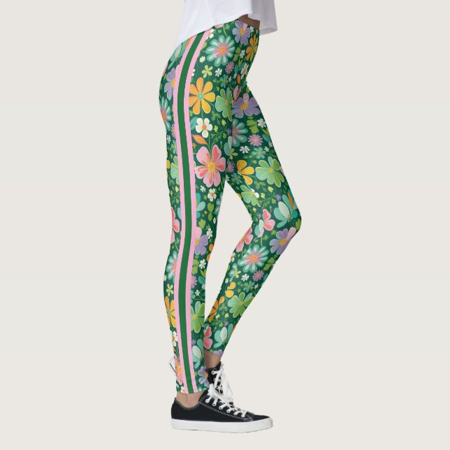 Leggings Flores Silvestres Pastel En Naranja Púrpura Rosa Y (Derecha)