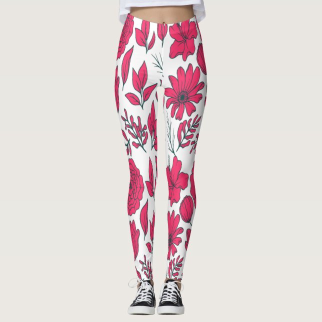 Leggings Flores silvestres rojas (Anverso)