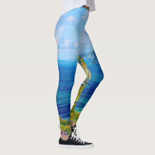 Leggings "Flores silvestres sobre el mar" - Un paisaje mari