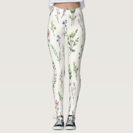 Leggings Flores Silvestres Y Hierbas, Patrón Sin Marea