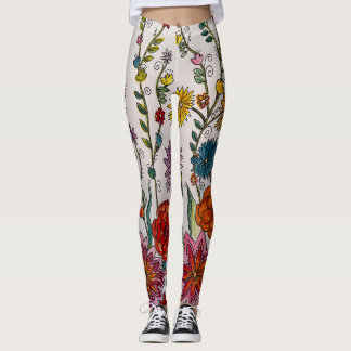 Leggings Flores sobre piernas blancas