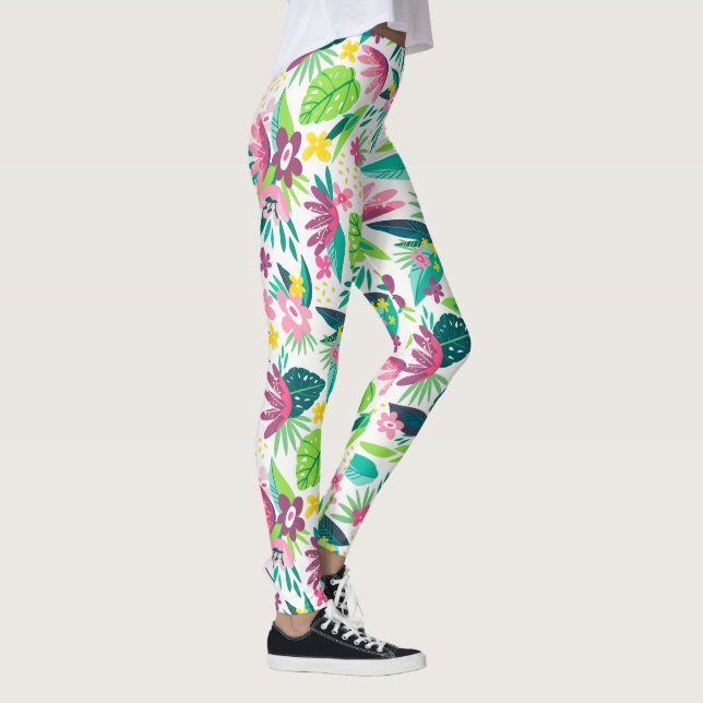 Leggings Flores tropicales coloridas patrón sin soldadura (Derecha)