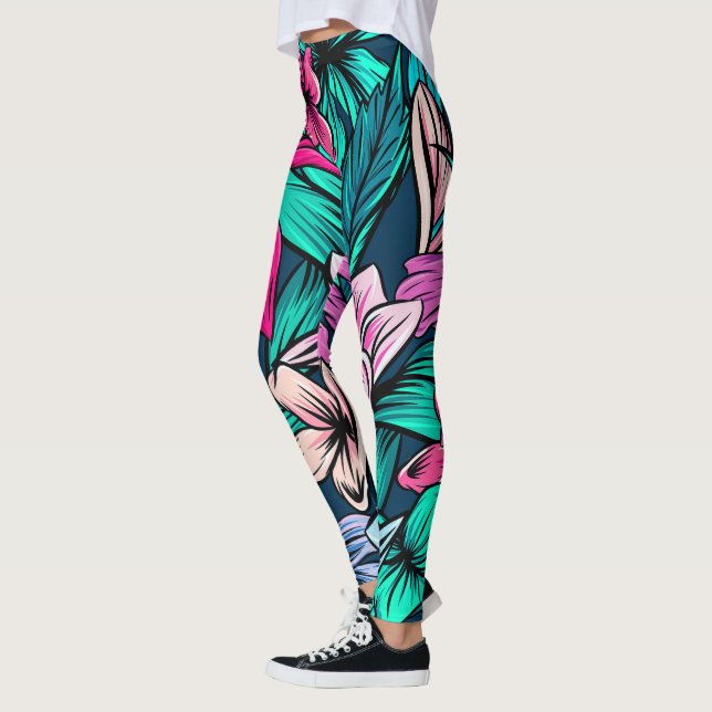 Leggings Flores tropicales de época y hojas el arte | (Izquierda)