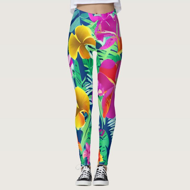 Leggings Flores Tropicales Exóticas Y Audaces (Anverso)