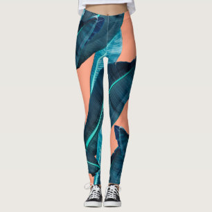 Leggings Flores tropicales, fondo botánico sin costuras.