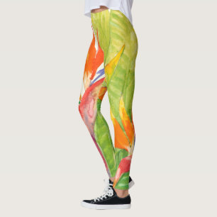 Leggings Flores tropicales   Pájaro del paraíso