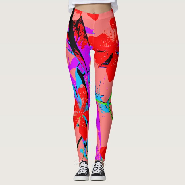 Leggings Flores tropicales rosadas (Anverso)