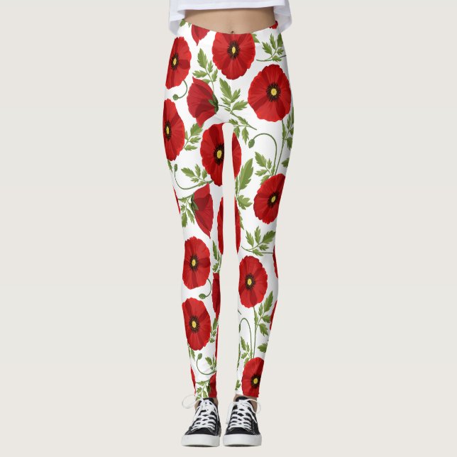 Leggings Flores veraniegas alegres con adormidera (Anverso)