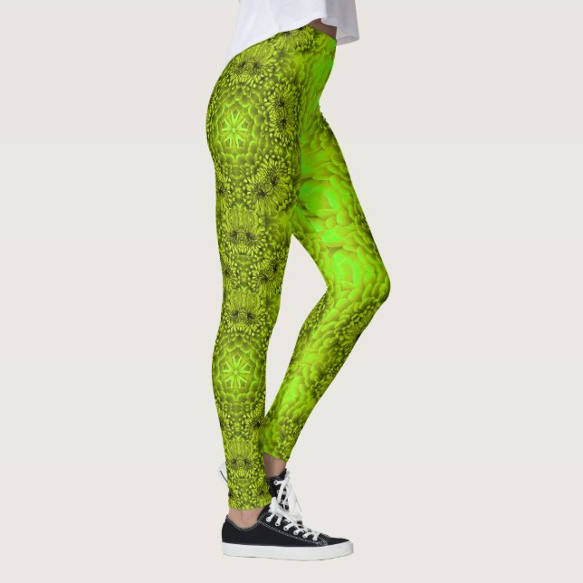 Leggings FLORES VERDES DE DAHLIA Resumen Floral (Derecha)