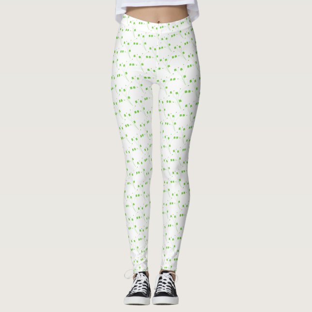 Leggings Flores verdes de primavera brillante, impresión fl (Anverso)