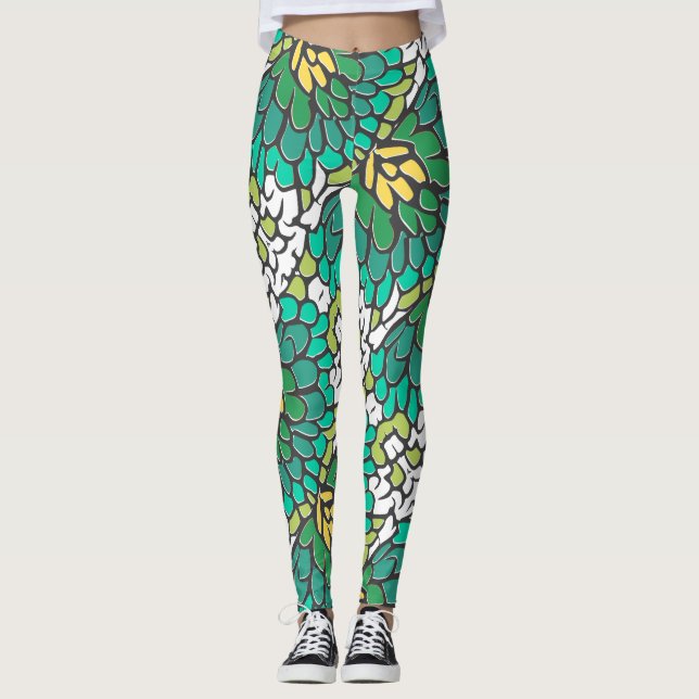 Leggings Flores verdes y amarillas (Anverso)