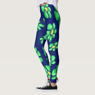 Leggings Flores verdes y extravagantes bailan sobre fondo a