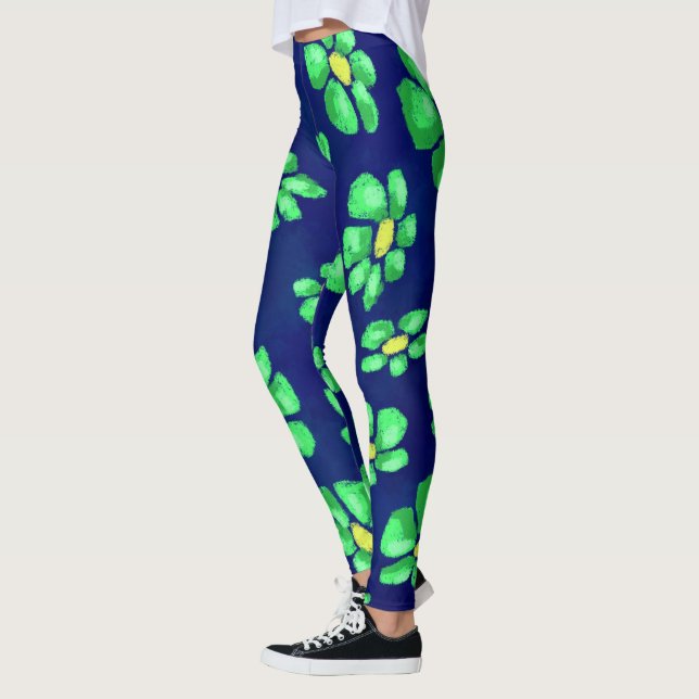 Leggings Flores verdes y extravagantes bailan sobre fondo a (Izquierda)