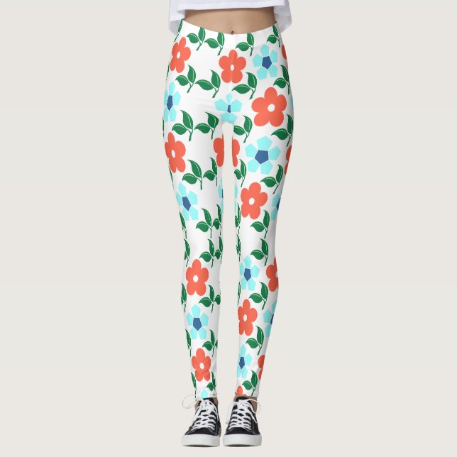 Leggings Flores vibrantes y piernas de hojas (Anverso)