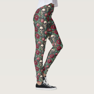 Leggings Flores y Calaveras Rococó Gótico