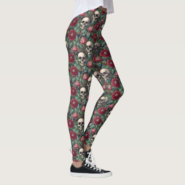 Leggings Flores y Calaveras Rococó Gótico (Derecha)