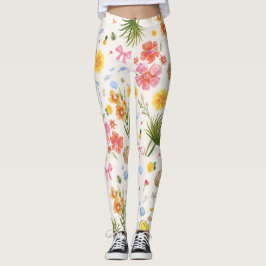 Leggings Flores y castillos tropicales dibujados a mano cos
